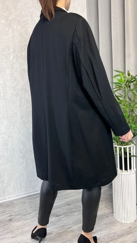 Długa marynarka dzianinowa czarna żakiet przedłużany biznesowy rozmiar 52 24 plus size 4